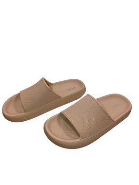 MIA Beige Slides Sandals Flat Comfort Lightweight Pillow Slippers Shoes Womens 9